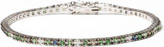 House of Brilliance 18K Gold 3/8 Ct Diamond with Sapphire & Tsavorite Bracelet in White at Nordstrom