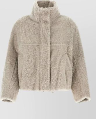 Brunello Cucinelli shearling high-neck cropped coat