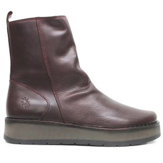 FLY London RENO053FLY Rug Leather Womens Ankle Boots - Wine - Size:UK 6