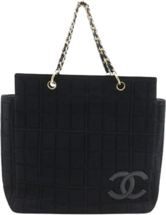 Chanel Pre-owned Tote Bags, female, Black, Size: ONE SIZE Pre-owned Jersey Tote Bag