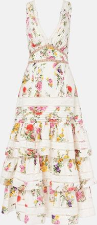 Camilla Floral tiered cotton and silk maxi dress