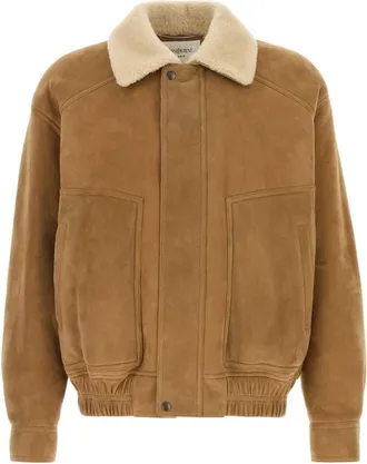 Saint Laurent Shearling-collar Suede Jacket