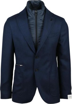 Paoloni Jassen, Heren, Blauw, S, Wol, Giacca sfiancata