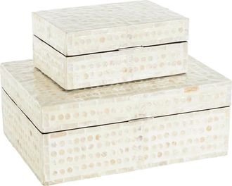 Uma Contemporary Set of 2 Decorative Mother of Pearl Boxes in Cream at Nordstrom Rack