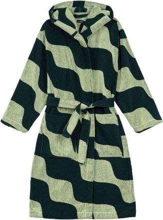 Marimekko Taifuuni Hooded Cotton Terry Cloth Robe in Light Green at Nordstrom, Size Medium