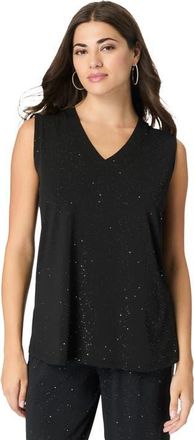 Roaman's Ultrasmooth Fabric V Neck Tank in Black Sparkle at Nordstrom, Size 12