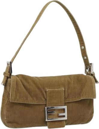 Fendi Pre-owned Vintage Corduroy Shoulder Bag - Dames - Vintage Schoudertas - Bruin - ONE Size - Vintage