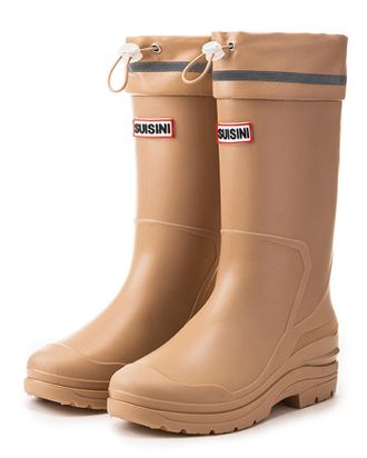 Pangolin Womens Knee High Waterproof Wellies, Pull-On Wellington Boots with Adjustable Drawstring Cuff & Reflective Band, Non-Slip Lug Sole, Easy-Clean Outdoor