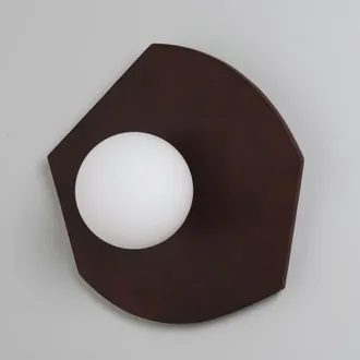 Maisons du monde Aplique de pared de madera de hevea con globo opaco