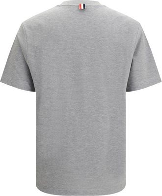 Thom Browne Ribbed Crew Neck Cotton T-Shirt - Gray