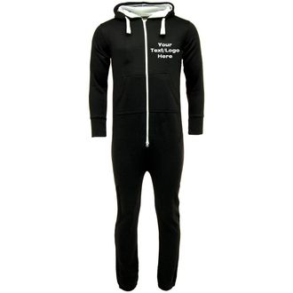 Urban Road Personalised Adults Men Women 1Onesie1 Jumpsuit Custom Onezee Add your Text Logo (XS, Black)