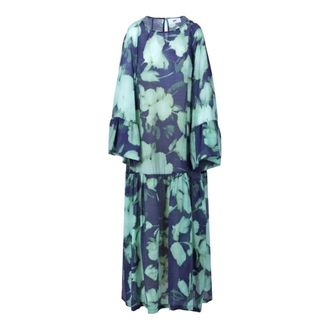 SOLOTRE Maxi Dresses, female, Green, Size: XL Long Floral Print Dress