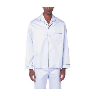 Tekla Pyjamas, male, Blue, Size: L Sateen Pyjama Shirt