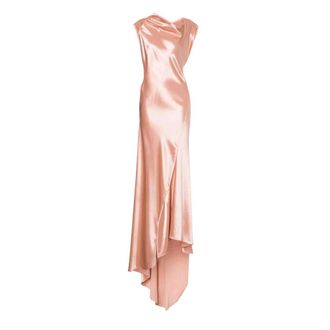 Alberta Ferretti Gowns, female, Pink, M, Cowl-Neck Asymmetrical Dress