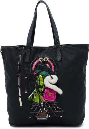 Prada Pre-owned Prada Saffiano Trimmed Tessuto Robot Convertible Tote Ladies NSK6YTEA5Q9DH2G8