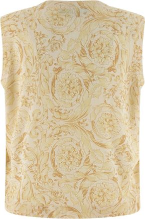 Versace Barocco-Print Silk Vest - Cream