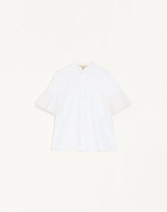 Valentino Embroidered Cotton Popeline Shirt Wo