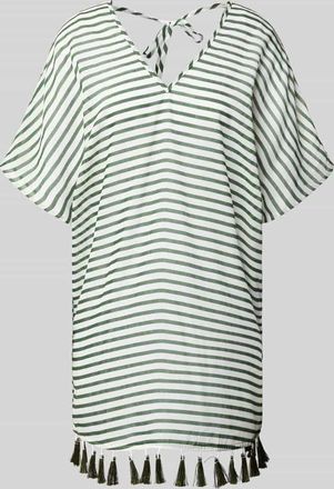 Venice Beach Tunika mit V-Ausschnitt und Bommeln in Oliv, Größe 36