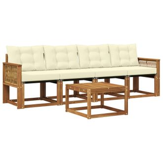 vidaXL Conjunto De Sof&aacute;s De Exterior Con Coj&iacute;n 5 Pcs Natural Y Crema Vidaxl