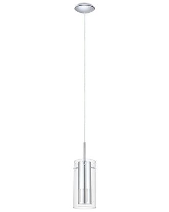 Eglo Eglo Pinto 1 Light Mini Pendant With Chrome Finish & Chrome Cylinder Surrounded By Clear Glass