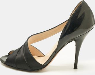 Casadei Black Satin Cut Out Dorsay Pumps