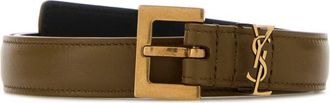 Saint Laurent Khaki Logo Buckle Belt