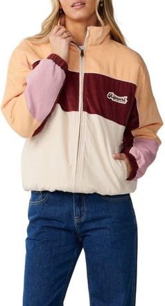 Rip Curl Keepsakes Colorblocked Corduroy Bomber Jacket in Bone at Nordstrom, Size X-Small