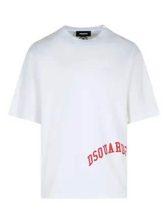 Dsquared2 Loose Fit White Curved Graphic T-Shirt