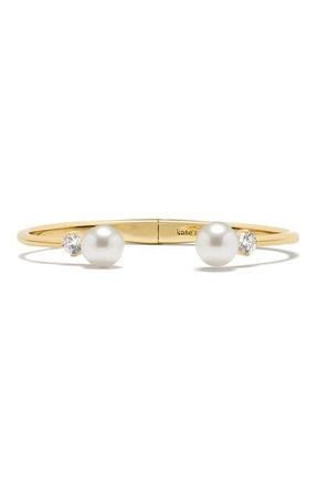 Kate Spade New York Imitation Pearl & Cubic Zirconia Open Hinged Cuff in Cream Multi at Nordstrom
