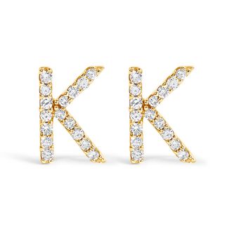 House of Brilliance 10K Gold 1/10 Cttw Diamond Initial A to Z Stud Earring