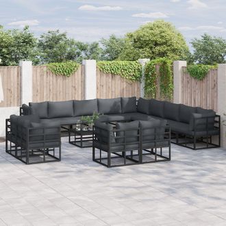 Berkfield Home Garden Sofa Set 13 pcs Black 353 x 353 x 71 cm Aluminium