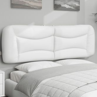 vidaXL Cabecero De Cama Acolchado Cuero Sint&eacute;tico Blanco 160 Cm Vidaxl
