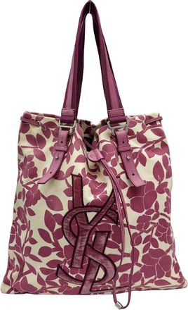 Saint Laurent Pink Canvas Leather Tote Bag (Pre-Owned)