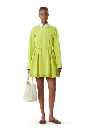 Lanvin Green Short Shirt Dress In Cotton Poplin in Absinth Green at Nordstrom, Size 38