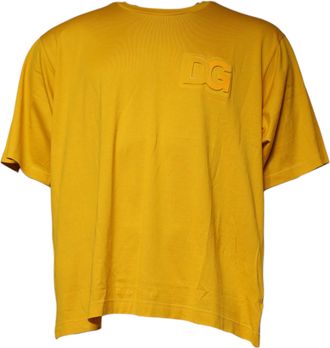 Dolce & Gabbana Mustard Embossed Logo Crew Neck Mens T-shirt (Pre-Owned)