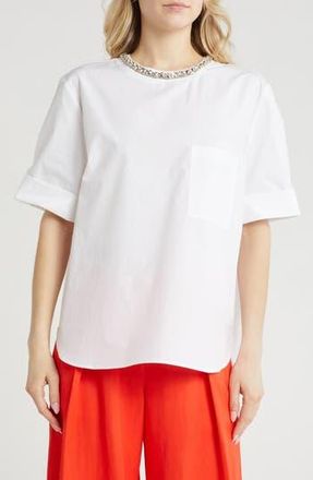 TWP Crystal Collar Oversize T-Shirt in White at Nordstrom Rack, Size X-Small/small