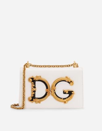 Dolce & Gabbana Nappa Leather Dg Girls Shoulder Bag - Woman Shoulder And Crossbody Bags White Leather Onesize