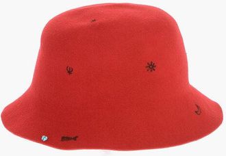 Super Duper LORENZO JOVA Solid Color Wool Felt FREYA Cloche Hat with Pri size S/M