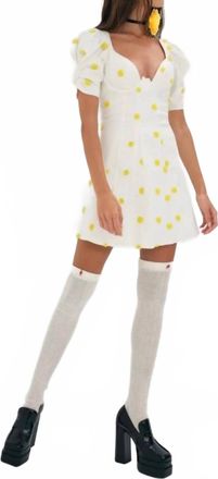 For Love & Lemons Claude Mini Dress In White/ Yellow