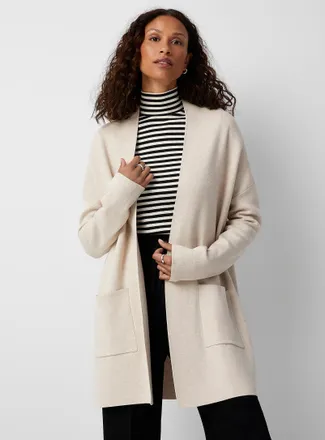 Contemporaine Womens Patch pocket open Cardigan Sweater
