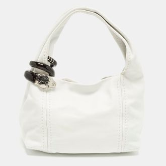 Jimmy Choo London Saba White Leather Hobo