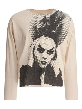 RRR123 Clayton portrait-print long-sleeve T-shirt - Neutrals