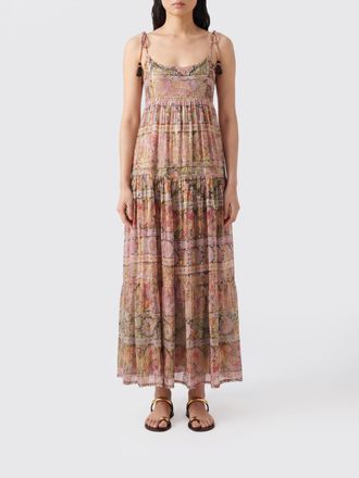 Rixo London Abito midi in misto viscosa con stampa etnica e spalline sottili
