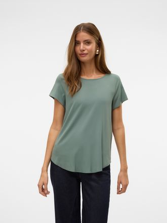 Vero Moda Blusenshirt VERO MODA VMBELLA SS TOP WVN GA NOOS, Damen, Gr. XS, gr&uuml;n (laurel wreath), Web, Obermaterial: 97% Viskose, 3% Elasthan, unifarben, regular