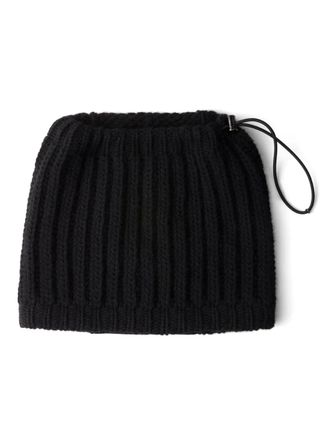 Prada ribbed drawstring neck warmer - men - Wool/Cashmere/Recycled Nylon - One Size - Black