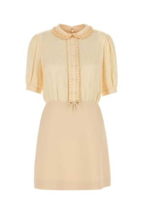 Valentino Beige Crepe Couture Mini Dress