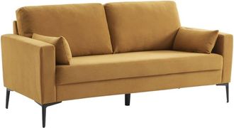 Sweeek Sof&aacute; de pana con patas de metal de 3 plazas, ocre