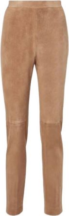 Max Mara S Max Mara Rtw... Leren kleur - Dames - Leren Broeken - Bruin - S - Leer - Broeken