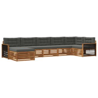 vidaXL Set Di Divani Da Esterno 7 Pz Naturale E Antracite Vidaxl
