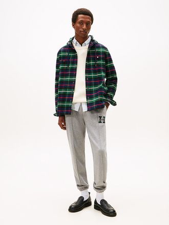 Tommy Hilfiger Mens Plaid Monogram Logo Fleece Sweatpant - Grey - XXL